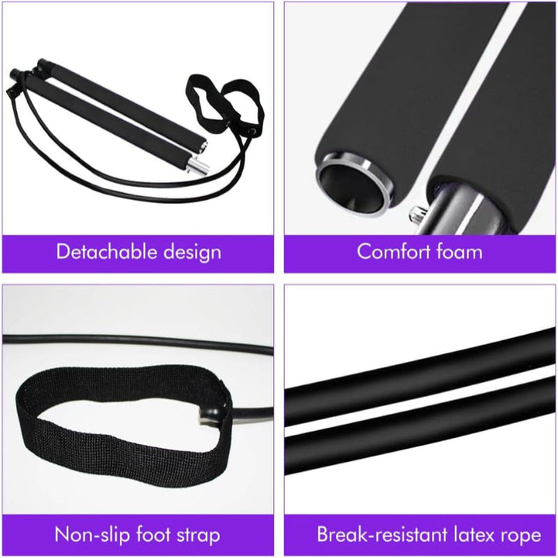 Pilates Bar Kit with Resistance Bands Multifunctional Pilates Bar for Women & Men Exercise Fitness Equipment for Women & Men Home Gym Pilates Yoga
