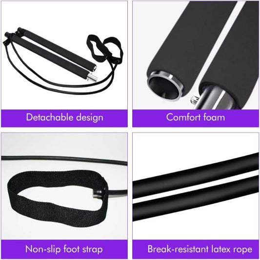 Pilates Bar Kit with Resistance Bands Multifunctional Pilates Bar for Women & Men Exercise Fitness Equipment for Women & Men Home Gym Pilates Yoga